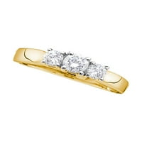 Jewels 14kt žuti zlatni ženski okrugli dijamant 3-kameni svadbeni vjenčani prsten za vjenčanje CTTW