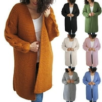 Ženska kardigan puna boja dugačak dugačak džemper dugačak jakna, bijela