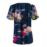 Mgaohoen majice za žene Trendy ljeto labav boem cvjetni gornji kratki rukav majica Lagana V rectuta casual bluza ab s majica