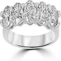 Jewelmore Carat 14k Bijelo zlato okruglo Diamond Dame Pet kamena obljetnica za vjenčanje