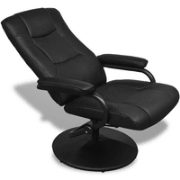Sobe crne umjetne kožne TV fotelje sa stolicom za stopala