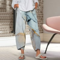 Rompers za žene ženske casual labavo visokog struka pamučne pamučne pantalone pantalone sa džepovima