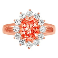 2.72ct ovalni rez crveni simulirani dijamant 18k ružičasti ružičasti zlato ugraviranje izjava bridalna godišnjica Angažman vjenčanje halo prstena veličine 9.25