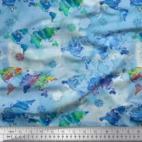 Soimoi plava pamučna pamučna marža kompos i širok map od mape dekor tkanine