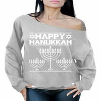 Nespretni stilovi Hanpy Hanukkah sa ramena Duks duks židovski menorah ružni džemper za božić za žene