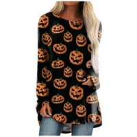 HHEI_K ženska casual moda Halloween Print s dugim rukavima srednje dužine top bluza