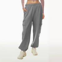 Ženski teretni duks casual visokog struka jogging hlače s čvrstim rukom bager-teretane Hlače Y2K pant s više džepovima