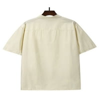 Bomotoo Muška line pamučna Henley majica Tee Casual gumb Up plažini vrhovi tuničke kratkih rukava lagana majica u boji bluze