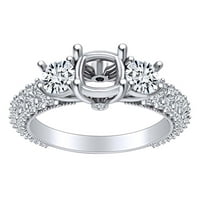 1. Carat okrugli oblik bijeli prirodni dijamantski zaručni prsten za uključivanje u 14K čvrstog bijelog zlata veličine-6,5