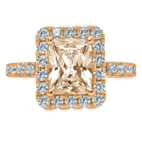 3,84ct smaragdni rezani šampanjac simulirani dijamant 18k ruža Gold Gold Angagment Halo prsten veličine
