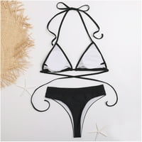 Utoimkio Womens kupaći kostimi Solid Sexy Bikini set visokog struka V izrez kupaći kupaći odijela sa mrežnim rukavima s dugim rukavima