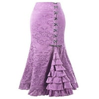 GRIANOOK DAMIES LONG suknja Visoki struk MAXI suknje za riblju Žene Pleased Vintage Cvjetni ispis Light