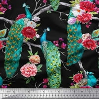Soimoi modalna satenska tkanina cvjetna i paun ptica za štampanje tkanine sa širokim dvorištem