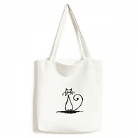 Curly Tail Cat Sle SIT linija tote platnene torbe za kupovinu Satchel Casual torba
