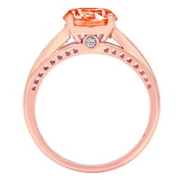 2. CT sjajan okrugli rez prozirni simulirani dijamant 18k Rose Gold Solitaire sa accentima prsten sz