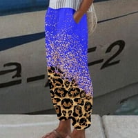 Majčini dnevni pokloni, Poropl Modni ljetni casual labavi pamučni posteljina džepa čvrste pantalone Žene žene za golf hlače tamno plava veličina 12