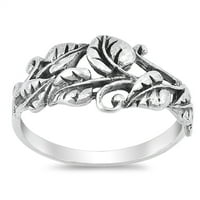 Oksidirano stablo list vinove loze Forest Filigranski prsten sterling srebrna nakit nakit ženske veličine 10
