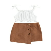 Nituyy Children djevojke kratke suknje odijela čvrste boje čipke za prazanje kratkih vrhova ljetna mini suknja