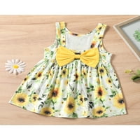 GENUISKIDS Ljetna haljina za djecu od bebe Djevojke s cvijećem printom bez rukava bez rukava za povratak