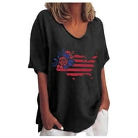 Ženski vrhovi ženske ljetne neovisnosti Dnevni uzorak Bluza Okrugli vrat kratkih rukava udobne majice crne boje