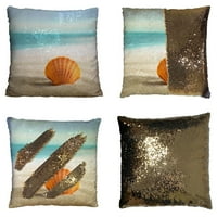 Ljetna plaža morska pješčana pješčana plava ocean reverzibilna sirena jastuk od jastuka sa listovima