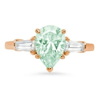 2.3ct sjajan kruški rez VVS originalni sukob Besplatno zelena simulirana dijamantska čvrsta čvrsta 14K ružičasta ruža zlatna dizajner svadbeni godišnjica Angažman vjenčanje tri-kamene prstene veličine 8,75