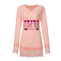 Juebong Valentinovo ženska dukserica Ležerne prilike s dugim rukavima, pulover s puloverom Vrući od praznika, ružičaste majice za žene, XL