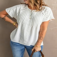 Acelitt ženske bluze s kratkim rukavima čipke V rect t majice ljeto labave vrhove