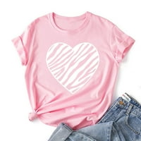 XYSAQA Ženska ljubav tiskana grafička majica kratkih rukava majica kratkih rukava ružičasti ljetni vrhovi za teen djevojke Y2K vrhovi na klirensu