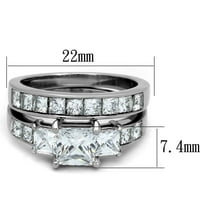 Njegova njena nehrđajućeg čelika Žene Kamene princeze CZ Svadbeni prsten mens sve oko CZ Veličina veze W10m8