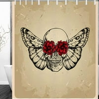 Cvijeće lubanje Moth tetovaže u stilu Cvijeće za tuširanje