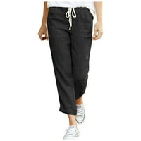 Azrijske pantalone za žene, žene plus veličine hlače Ležerne prilike za elastičnu struku pamučna posteljina