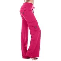 HOKSML pantalone za žene, žene vježbanje tajice Stretch tipka za struk Pocket Yoga teretana labave hlače na klirensu