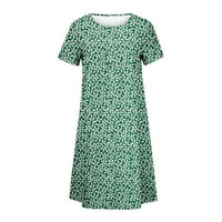 Žene Ljeto boemske cvjetne casual omotajuće kratke rukave naletirani rub ljuljac line midi sunčana haljina ženske ležerne haljine ljetne haljine, zelene i m