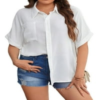 Ženska plus povremena košulja za košulje za lakice bijele plus veličine