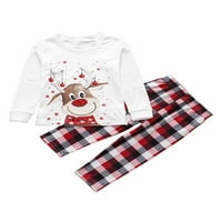 Wsevypo Podraduđivanje porodice pidžame postavlja Božićni PJ-ov praznični božićni jelen tiskano za spavanje sa plaičnim hlačama