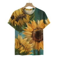 Slatke ženske vrhove ljetne ženske modne košulje Ljeto Ležerne prilike, okrugli vrat Ljetni vrhovi labavi
