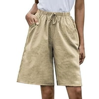 Plus sizene kratke hlače za žene elastične strukske crkvene ljetne casual labavo širokodnevodne hlače sa džepovima