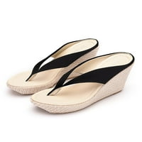 Zodanni dame ugodne mid-pete Flip flops dama home modne platforme sandale retro papuče crne 3Y