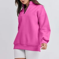 apsuyy ženska modna casual boja zip rever dugih rukava dugih rukava vruće ružičaste veličine s