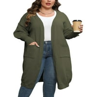 NIUER WOGE kaput pletena odjeća otvorena prednja kardigan džemper pletiva jakna dugih rukava vojni zeleni XL