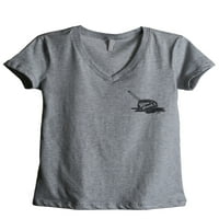 Sisati žensku modnu opuštenu majicu s V-izrezom TEE CHARCOAL sivi medij