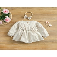 Huakaishijie Toddler Baby Girls Slatka haljina Hlačna uzorka Teksturirana suknja Hem BodySuit i traka za kosu