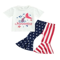GENUISKIDS Little Girls 4. jula Ljeto odijelo Dan neovisnosti sirena Ispis majica s kratkim rukavima