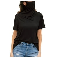 BEPPTER majice za žene vrat kratkih rukava lice maske za bluzu za bluzu majica TOP LAOSE CRNKOV S BLACK