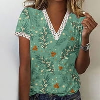 Žene ljetne majice Cleance Cvjetni uzorak Grafički kratki rukav čipka s kratkim rukavima Vrući grafički