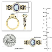DazzlingRock kolekcija 6x ovalna akvamarina sa okruglim plavim safirom i bijelim dijamantima isprepletenim