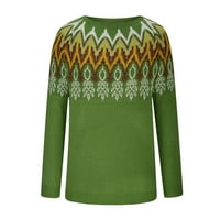 DUHOFER Womens Dukseri Pulover Ležerne prilike s dugim rukavima Blok u boji Pleteni džemper za žene Green M
