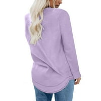 Ženska povremena dukserica Ležerne prilike dugih rukava, pulover pulover u boji udobne meke labave FIT Spring Fall Modni bluza vrhovi
