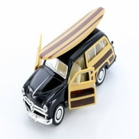 Ford drveni vagon sa pločom za surfanje, crna - Kinsmort 5402DS - skalirajte model igračaka